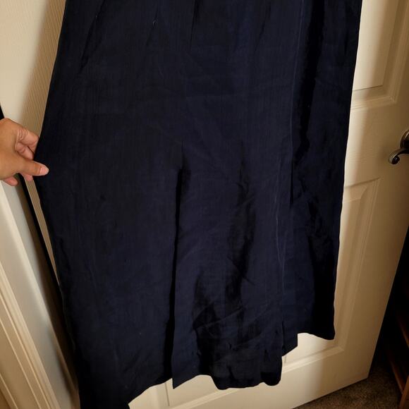 Theyskens Theory Silk Dress Navy Blue Maxi Unique Neckline - Picture 7 of 9